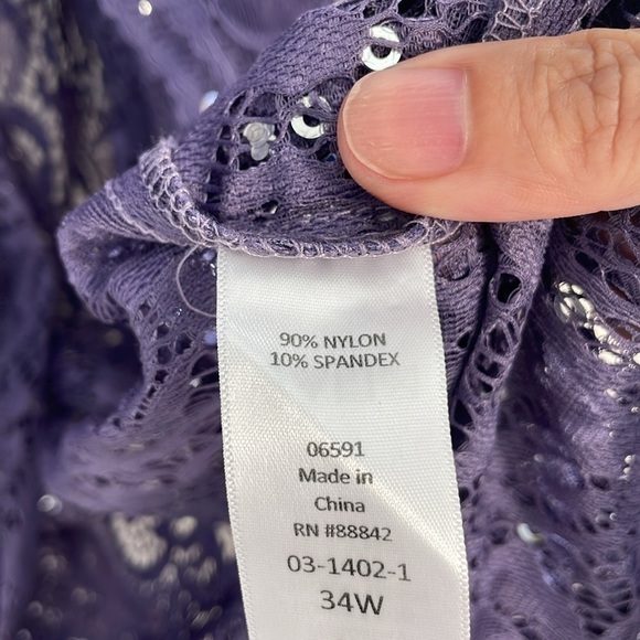 NWT. Roaman’s 34W Open Front Sparkle Sequin Long Lace Jacket. - Picture 8 of 13